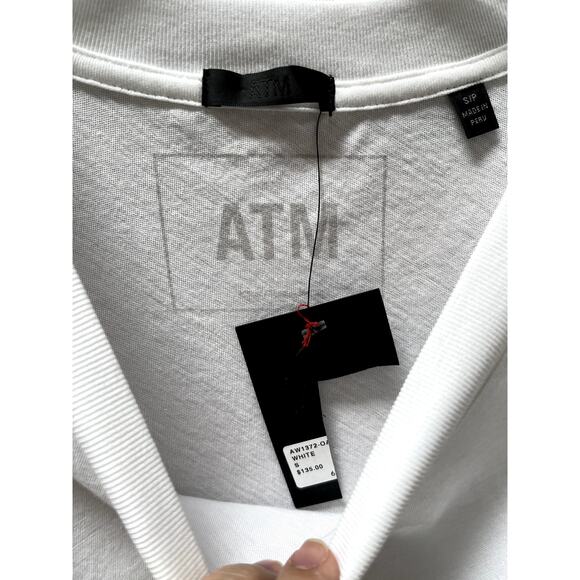 ATM ANTHONY THOMAS MELILLO Mixed-media Flutter-sleeve Tee Top White NWT Small - Picture 2 of 3